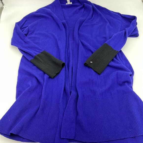 Chicos Blocked Cassie Cardigan Sweater Dark PURPLE Rapture Size 3/XL - Picture 1 of 3